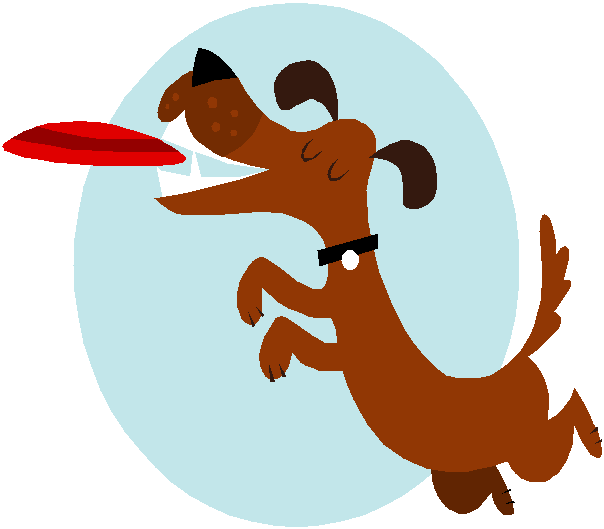 Dog catching frisbee clipart
