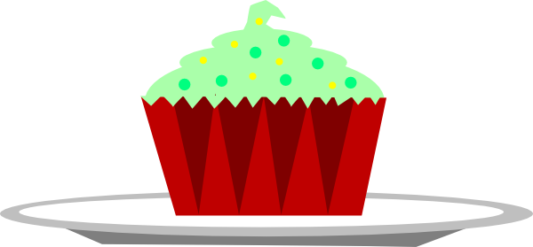 Christmas Cupcake With Sprinkles On A Plate Clip Art ...