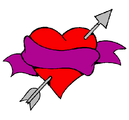 Purple heart and arrow clipart