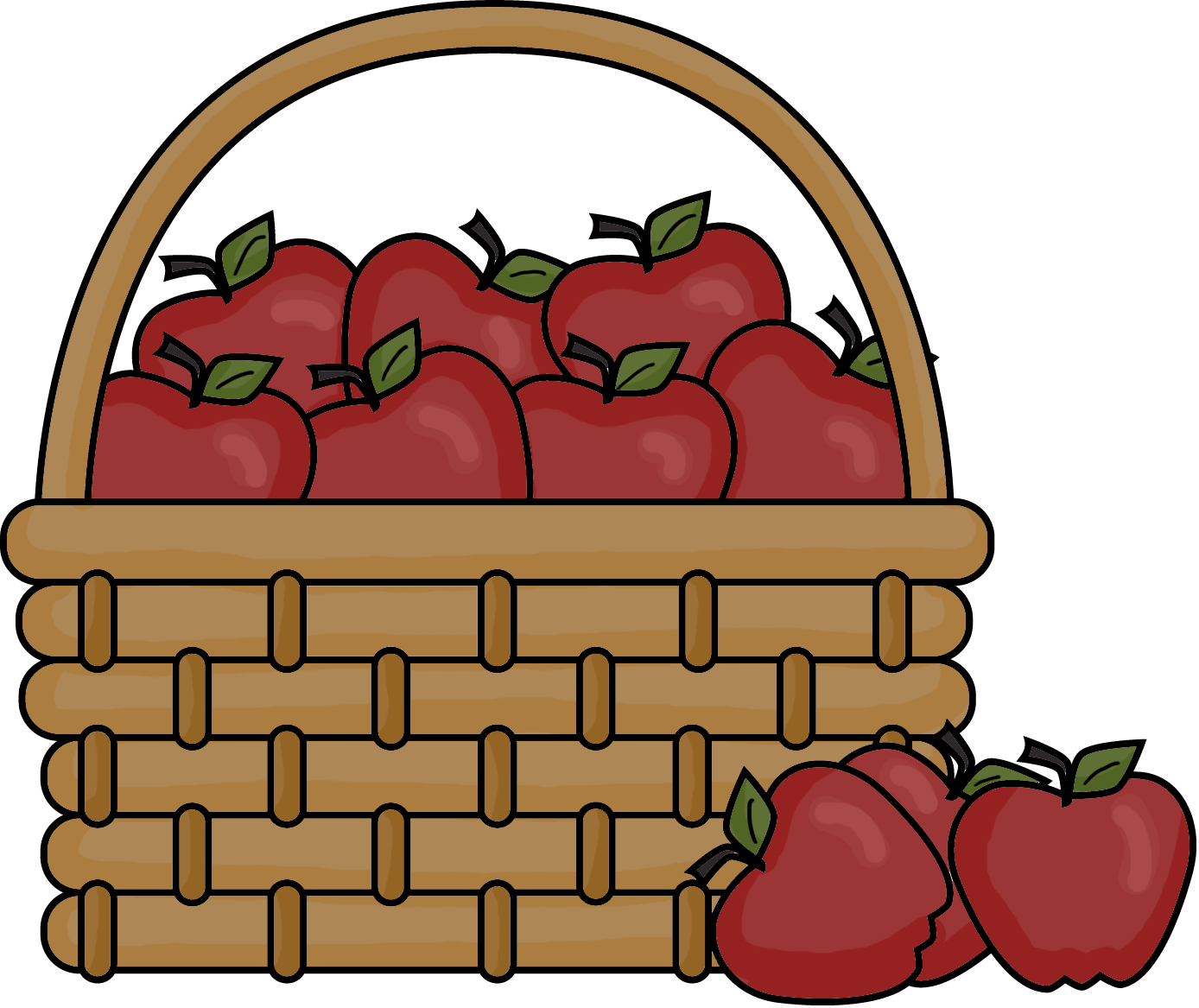Coloring Cartoon Pictures Of Green Red Apples In A Basket ...