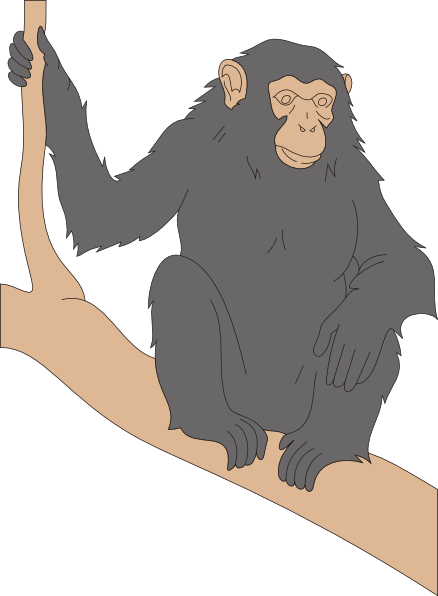 Chimp Sitting On A Branch Clip Art - vector clip art ...