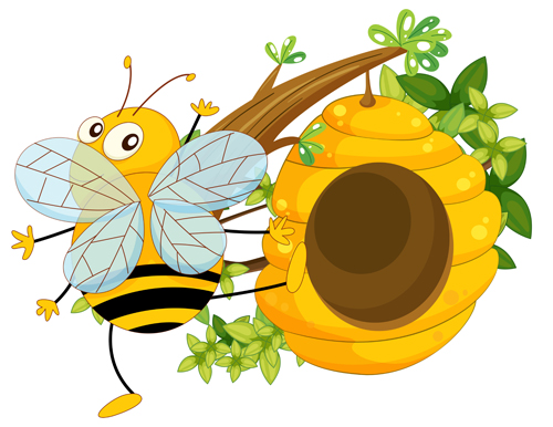 Cartoon bee and beehive vector material 10 - Vector Animal, Vector ...