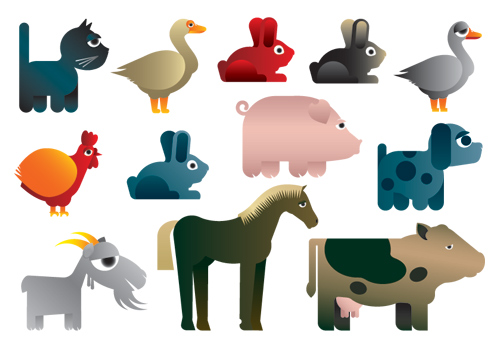 Cute Domestic Farm Animals Cartoon free vector cartoon design for ...