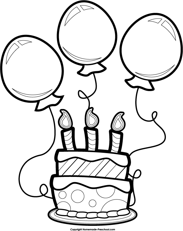 Birthday cake clip art black and white - ClipartFox