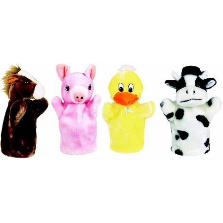 Get Ready Kids Cow, Duck, Horse and Pig Farm Animal Puppet Set ...