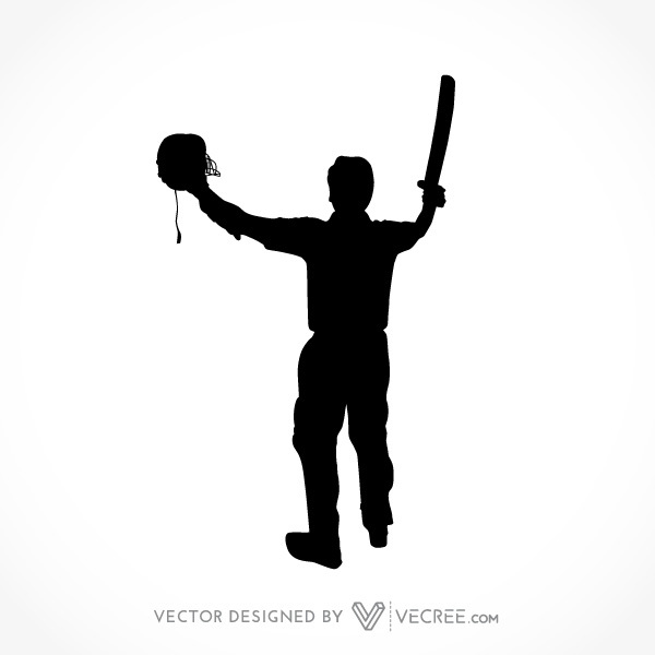 Sport Silhouette Cricket Batsman Celebrating Win Free Vector ...