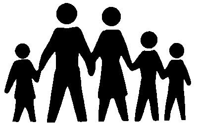 Family clipart black and white 5 people