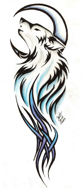 Wolf And Moon Tattoo | Tribal Wolf ...