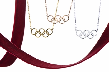 Olympics Jewelry: Rose Goldtone 5 Circle Charm Necklace - 18K Plated