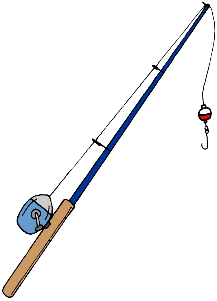 Fishing rod with fish clipart