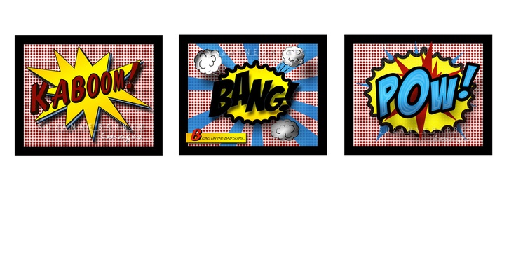 8 x 10 Boy Pop Art Prints-"KABOOM, BANG, POW" sound effects in ...