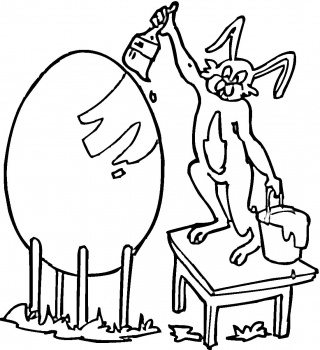 Easter Bunny Painter coloring page | Super Coloring