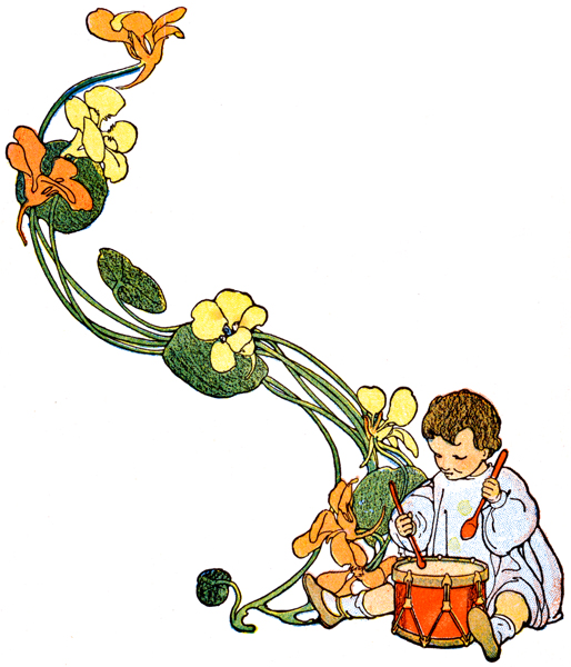 Child Clipart - Image 3 :: A child playing the drums with a flower ...