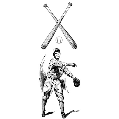 Free Vintage Digital Stamp - Baseball