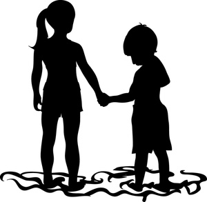Siblings Clipart Image - Silhouette of a brother and sister ...