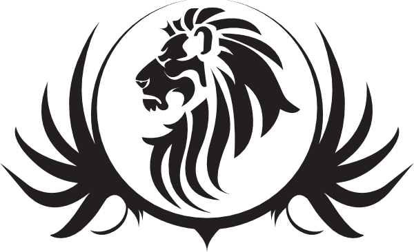 Black and white lion head clipart