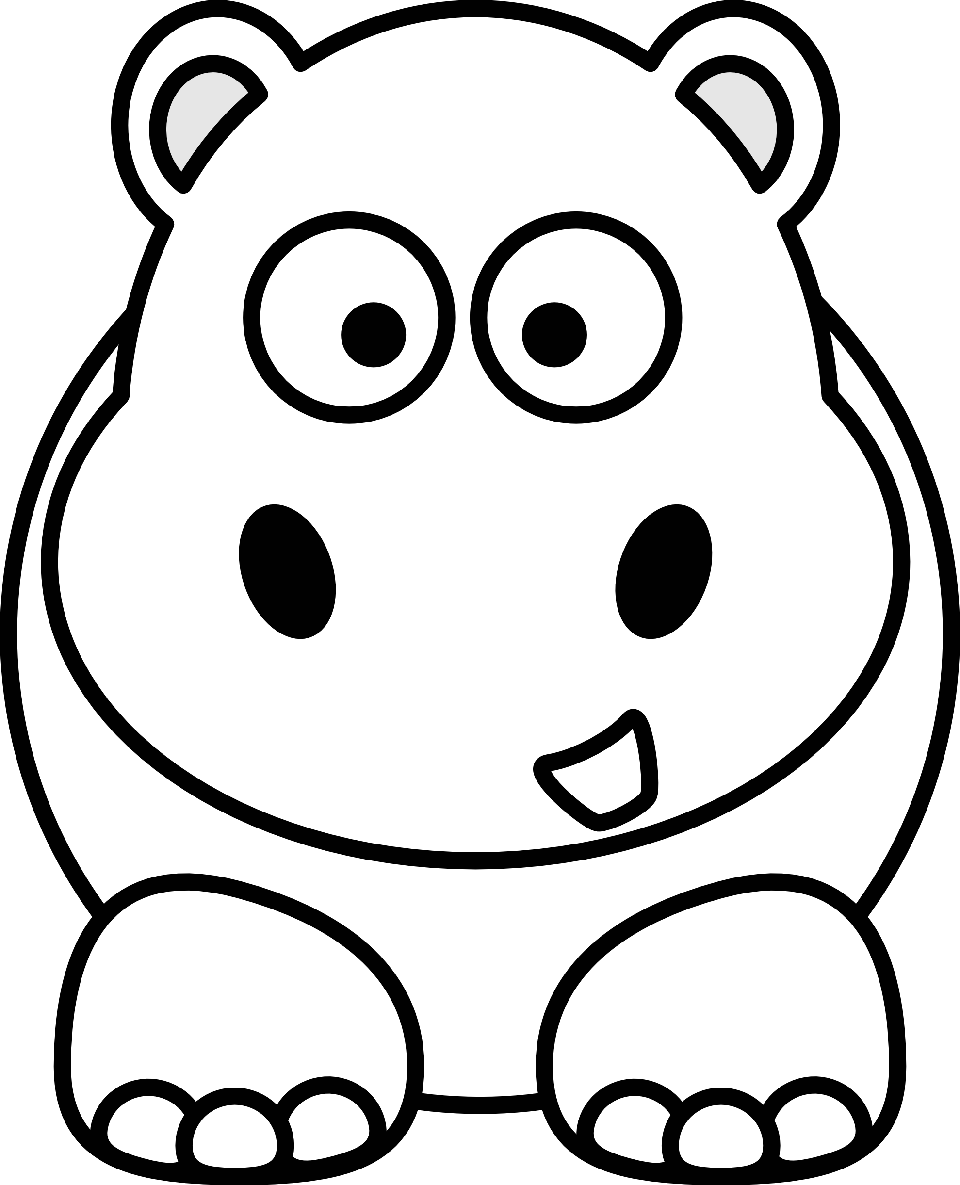 Hippo Clip Art Black And White - Free Clipart Images