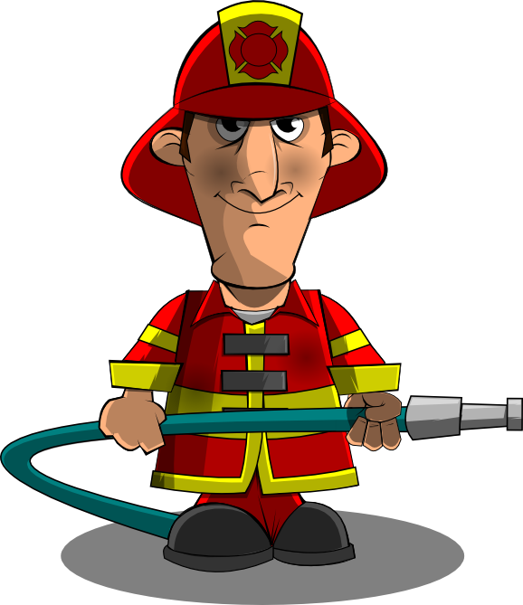 Cute black and white clipart fireman