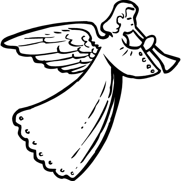 Christmas Angel Black And White Clipart