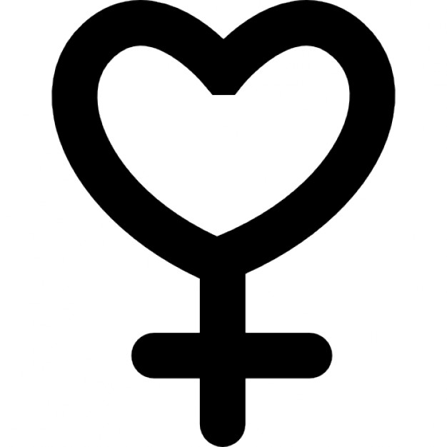 Female gender symbol variant with heart shape Icons | Free Download