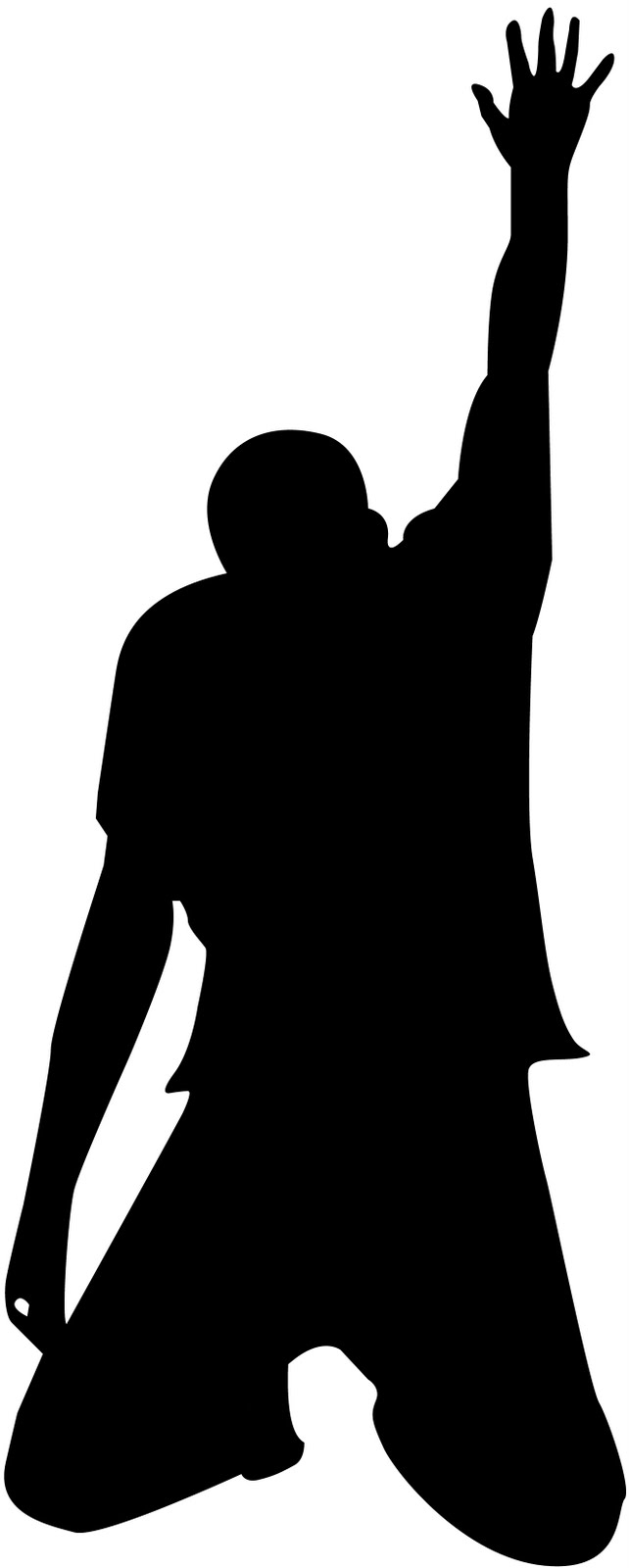A person kneeling silhouette clipart