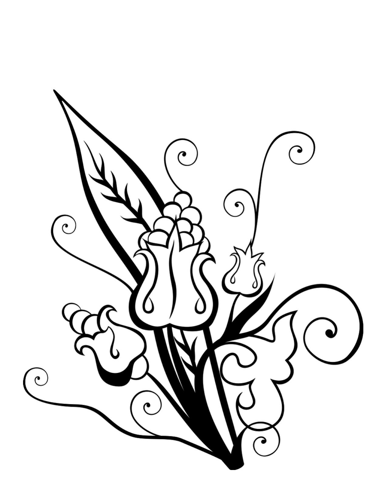 Swirly Flower Bouquet Coloring Page | Coloring-
