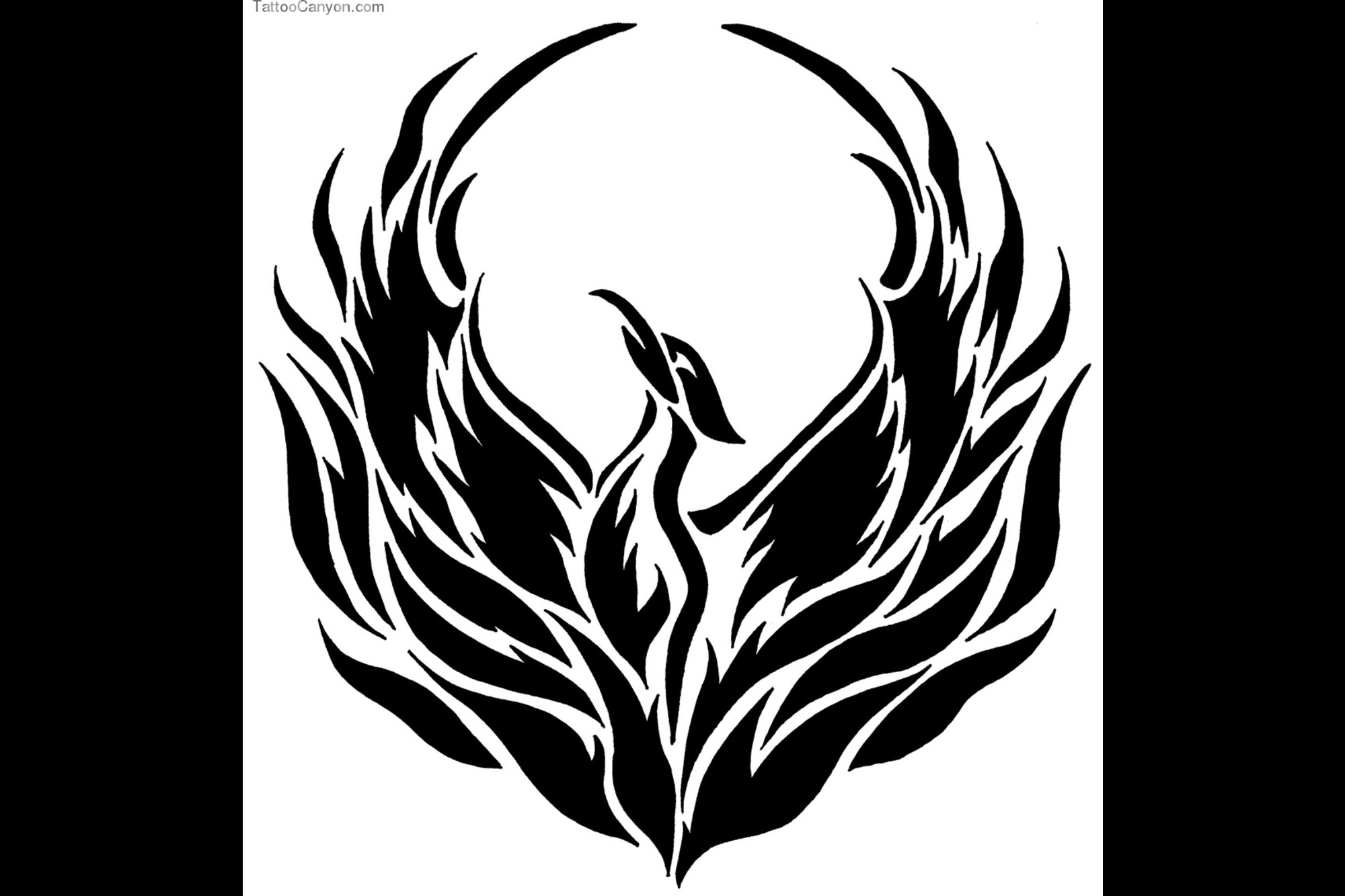 phoenix-bird-tattoo-style-stencil-outline-version-picture-clipart