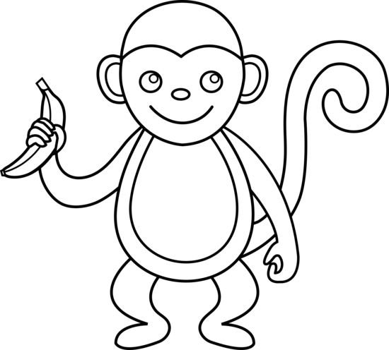 Monkey black and white pics of monkey clip art coloring pages ...