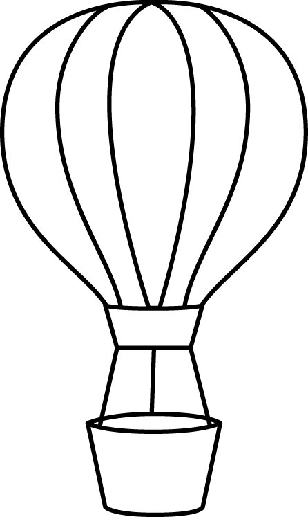 Black and White Hot Air Balloon Clip Art - Black and White Hot Air ...