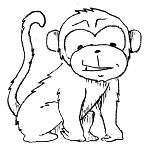 Clipart of monkey black and white