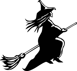 Witch on broom clipart