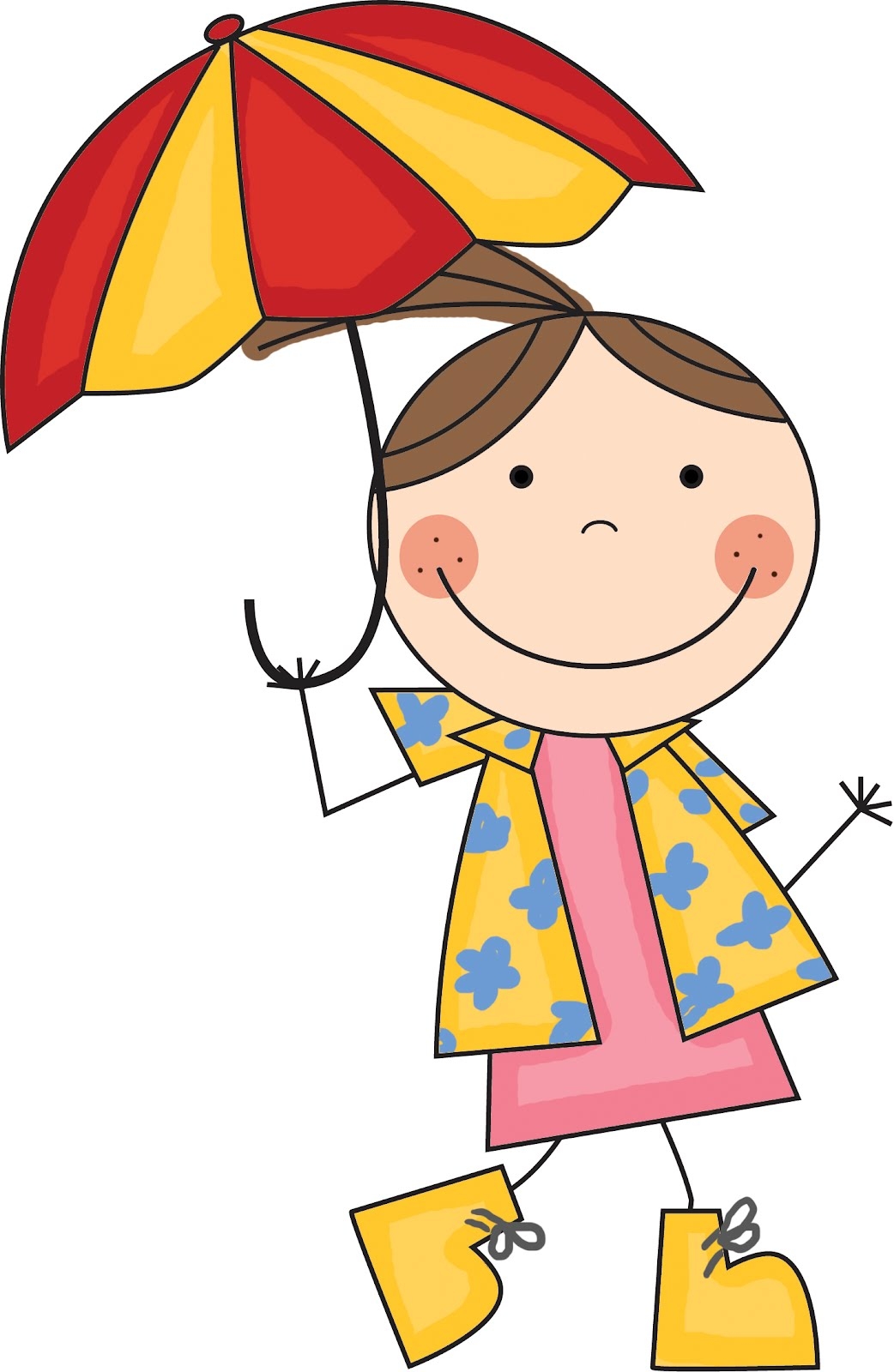 Kid With Umbrella Clipart