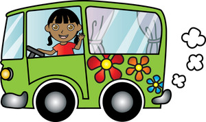 Girl Driving Car Clipart