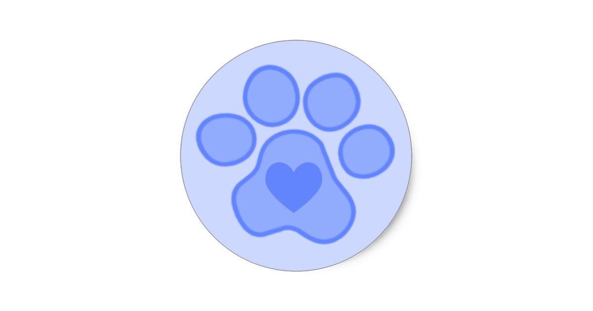 Blue Puppy Paws Heart Sticker | Zazzle