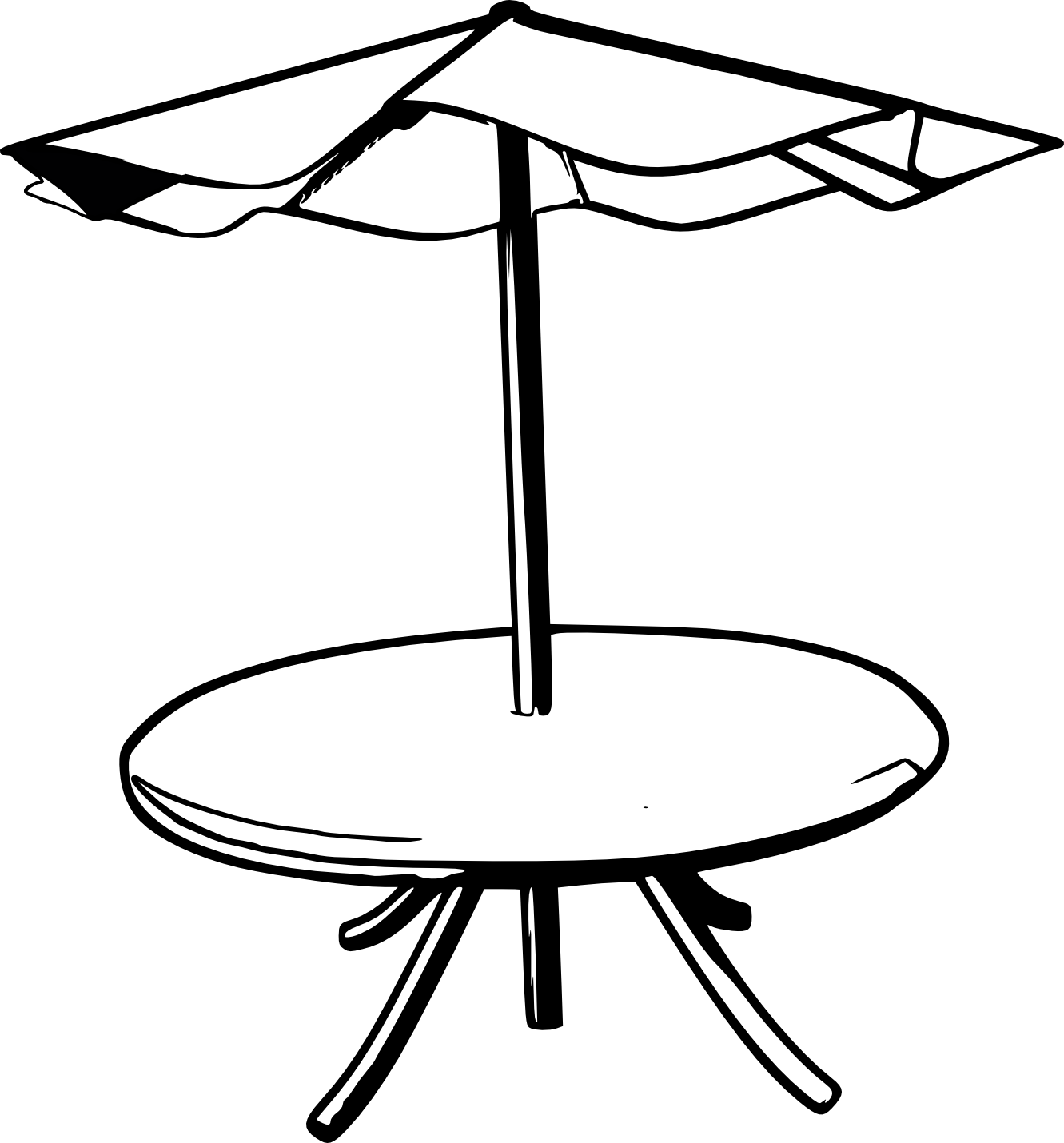 Table Umbrella Black White Line Art Coloring Book Colouring ...