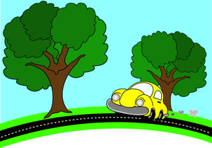 Drive In The Country Clipart Image - A Yellow Cartoon Car Going Up ...