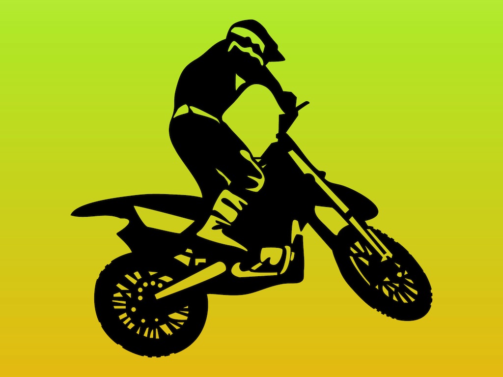 Racing person vector illustration of a man driving a motorcycle. Extreme sports image created in... Silhouettes, Sports, Vehicles