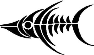 Tribal fish head with skeleton tattoo , Vinyl stickers, sticker ...