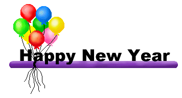 Balloon clip art of a group of balloons with Happy New Year titles.