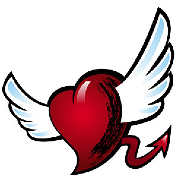 Wings and tail with the heart-shaped vector material | Download ...