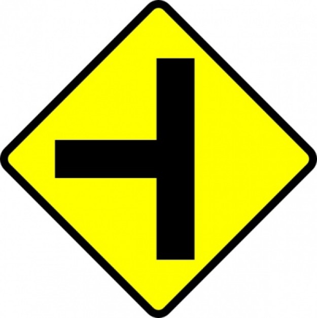 Caution T Junction Road Sign clip art | Download free Vector