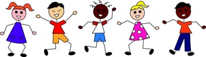 Kids Clipart Image - Stick Children Of Different Races