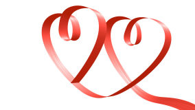 Love And Wedding Concept: Red Ribbon Moving In The Shape Of Heart ...