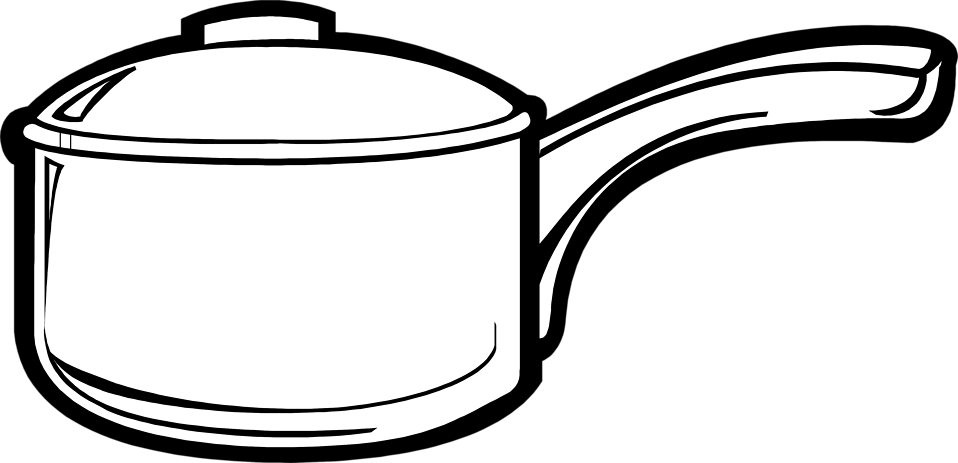 Cooking pot clipart black and white
