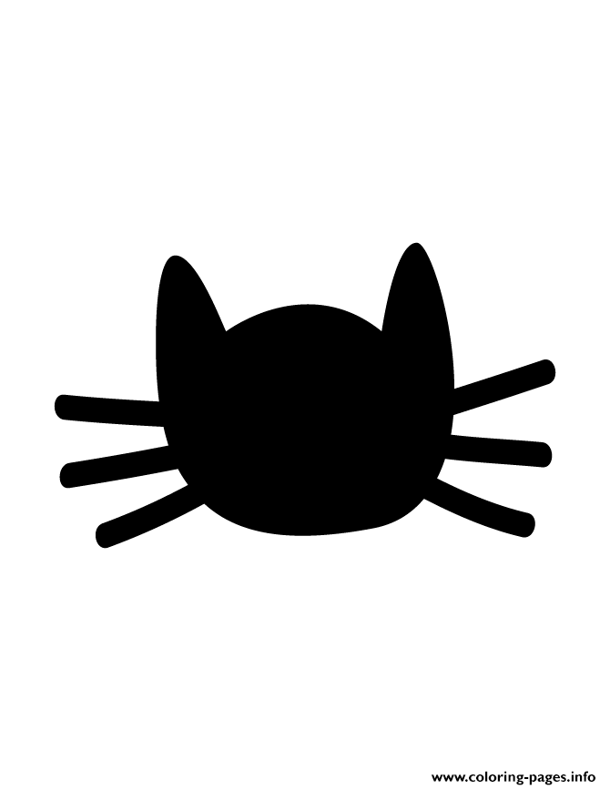 Print cat face with whiskers silhouette Coloring pages Free Printable
