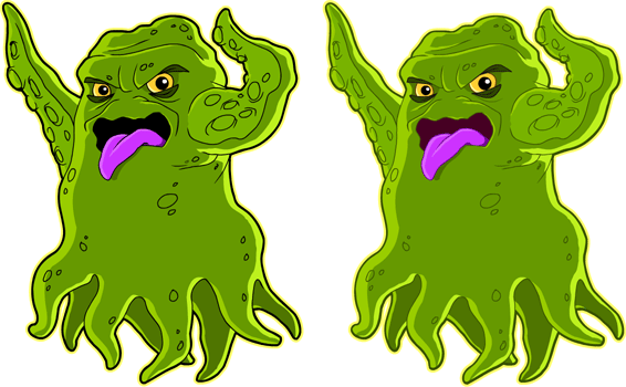 Clip Art Hoard: Tentacled Green Alien Space Monster