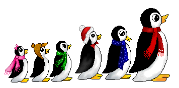 Penguins Clip Art - Rows of Penguins With Scarves and Hats - Penguins