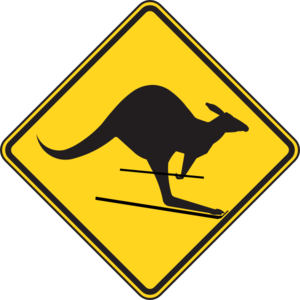 Skiing Kangaroo Warning Sign clip art - vector clip art online ...