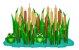 Frog Clipart - Two Frogs and Cattails in Water