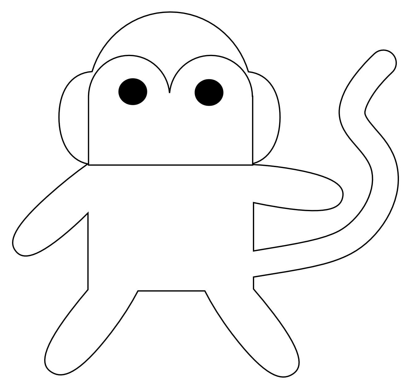 Clip Art: Cheeky Monkey Black White Line Art ...